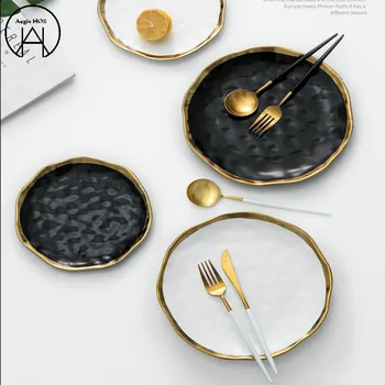 

Creative Irregular Ceramic Steak Pasta Pastry Plate Set of Dishes table service Dinnerware Set Dinner Set Plate