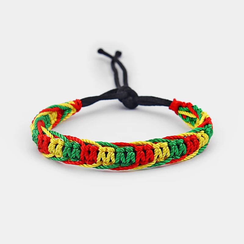 1pcs Rasta Friendship Bracelet Wristband Cotton Silk Reggae Jamaica Surfer Boho Adjustable Jewellery - Image 4