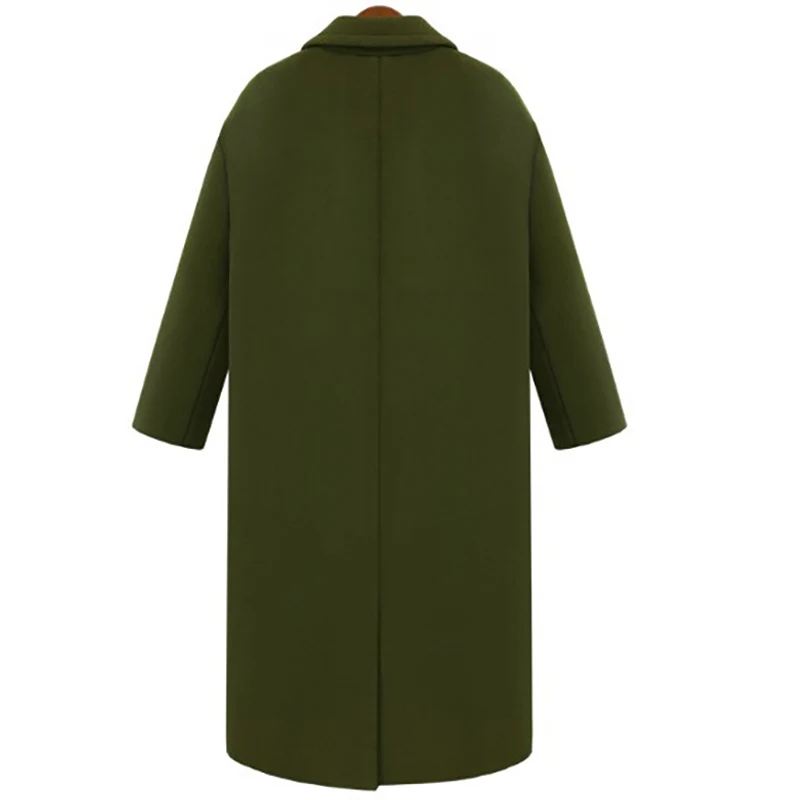 JAPPKBH Autumn Winter Wool Long Coat Jacket Casual Double Breasted Christmas Blazer Outwear Elegant V-neck Women Coat Bayan Mont