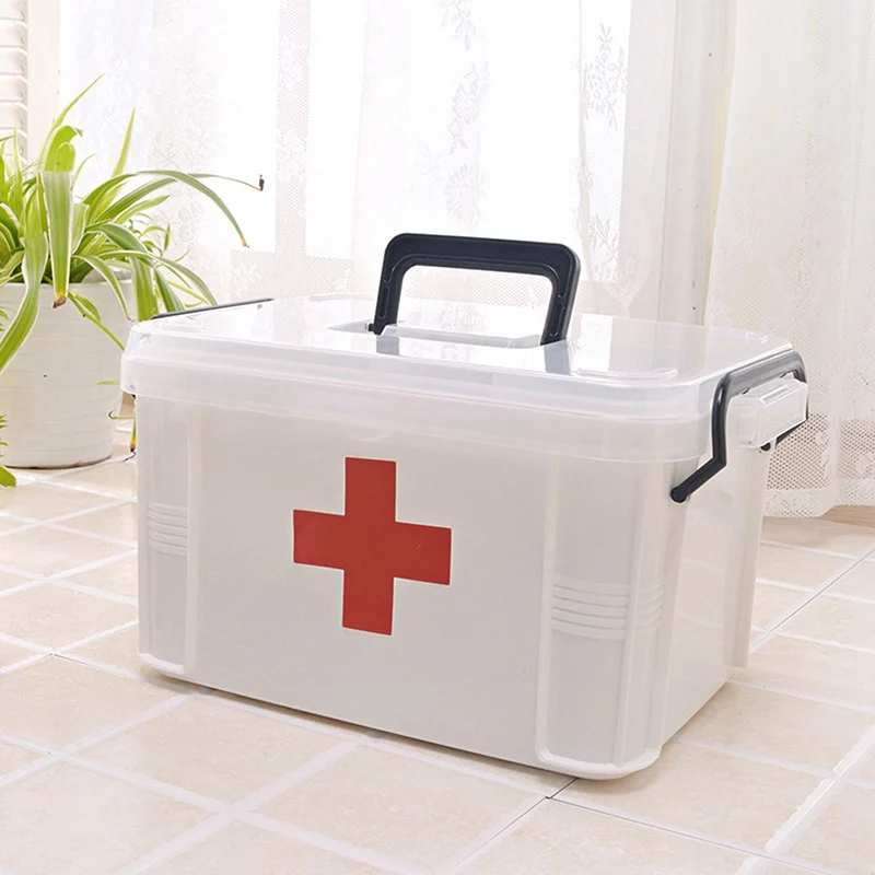Home First Aid Box Medical Storage Box Medicine Case Organizer Plastic