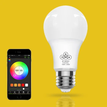 

Bluetooth LED Bulb 4.5W E27 RGBW led lights Bluetooth 4.0 smart lighting lamp color change dimmable by Phone IOS / Android APP