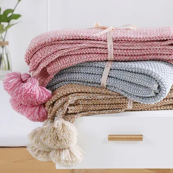 

Super Soft Knitted Blankets Cotton Nortic Throws For Sofa Couch Plane 130*170CM Home Decorative Throw Blankets