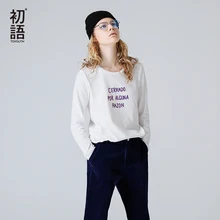 Toyouth повседневные женские футболки, подходящие ко всему с буквенным принтом, приталенная Осенняя женская футболка, базовая футболка с круглым вырезом и длинным рукавом