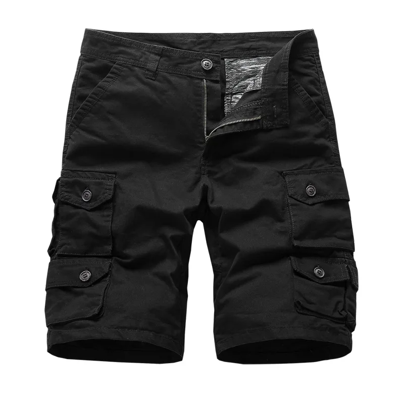

Men Casual Cargo Shorts Outdoor Loose Short Pants Mens Solid Color Military Summer Knee Length Plus Size Shorts