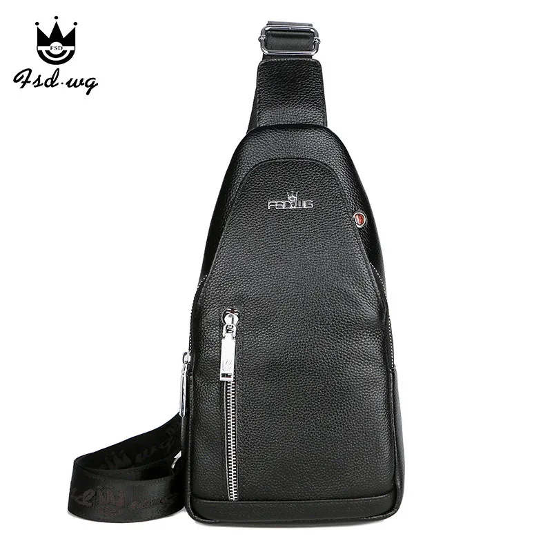 

Men's fashion Messenger bag anti-fall leather chest bag men's shoulder bag chest bag