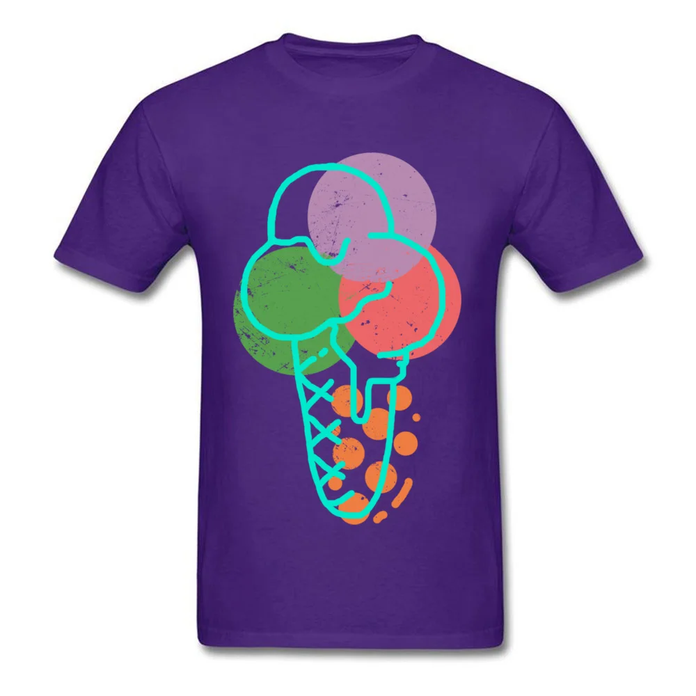 Designer Vintage Summer Ice Cream T Shirt Lovers Day O-Neck 100% Cotton Fabric Tops Shirts for Adult Tee Shirts Printed Vintage Summer Ice Cream purple