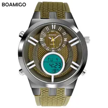 Hommes sport montres bracelet en caoutchouc double affichage quartz montre numérique LED montres BOAMIGO marque militaire 30 M étanche montres