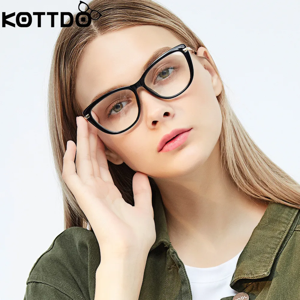 Kottdo 2019 Computer Glasses Retro Cat Eye Glasses Frames For Women