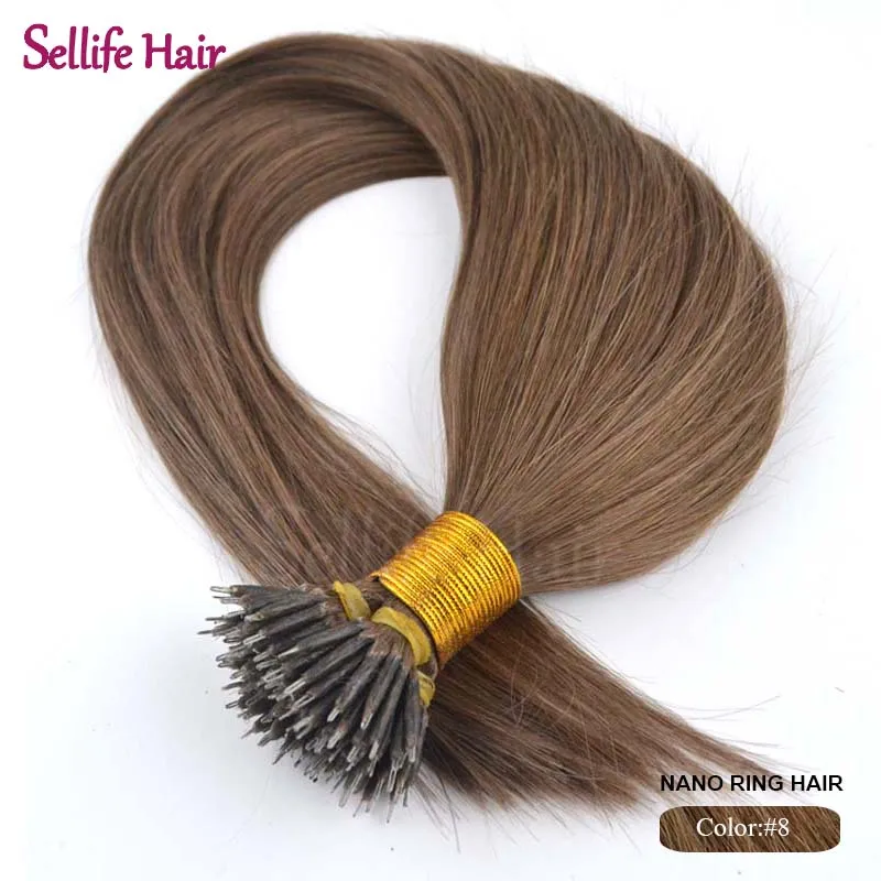 20" 1g/s 100s Micro Loop Bead Nano Ring Human Remy Hair Straight Extensions 100 Indian Virgin