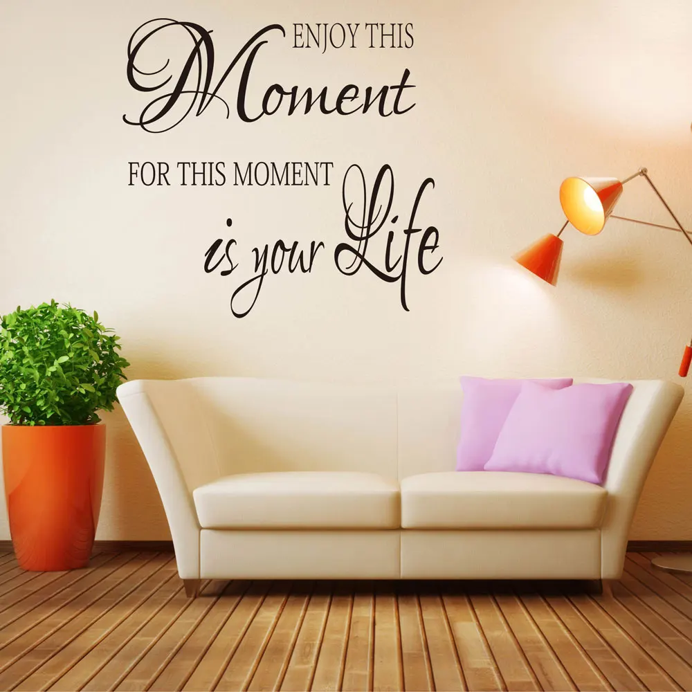 Enjoy This Moment Wall Decal Wall Sticker Quotes Inspired Lettering Wall Art Wallpaper 652Q in Wall Stickers from Home & Garden on Aliexpress