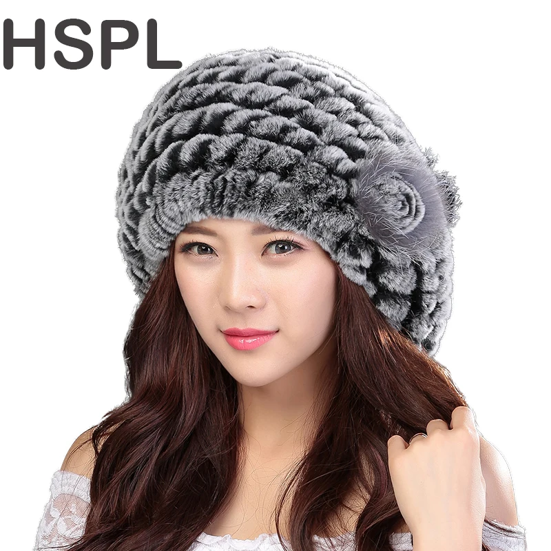 Женские шапки 2017 натуральный мех Берет натуральная шапка из меха кролика рекс