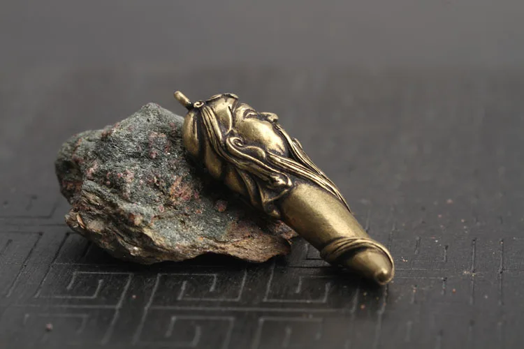 Brass Guan Gong Head Statue Keychains (9)