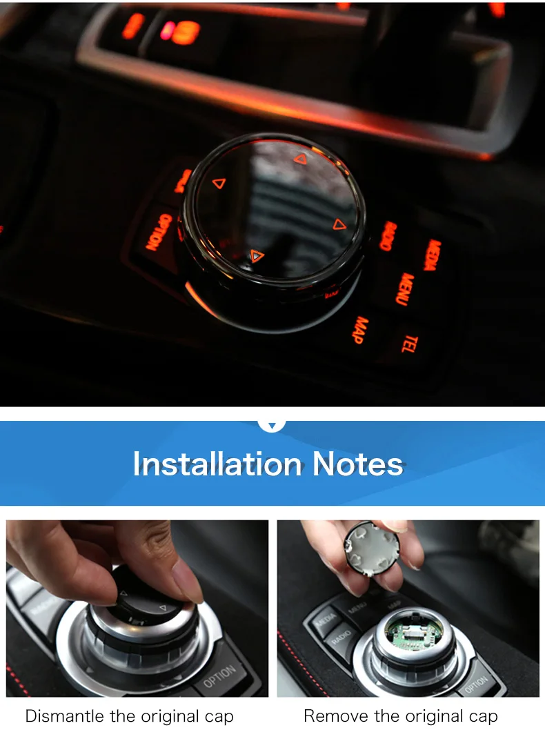  IDrive Car Multimedia Button Knob Cover Ceramic Black for BMW X1 F25 X3 X4 F15 X5 F16 X6 1 2 3 5 Series F10 F20 F30 F34 (8)