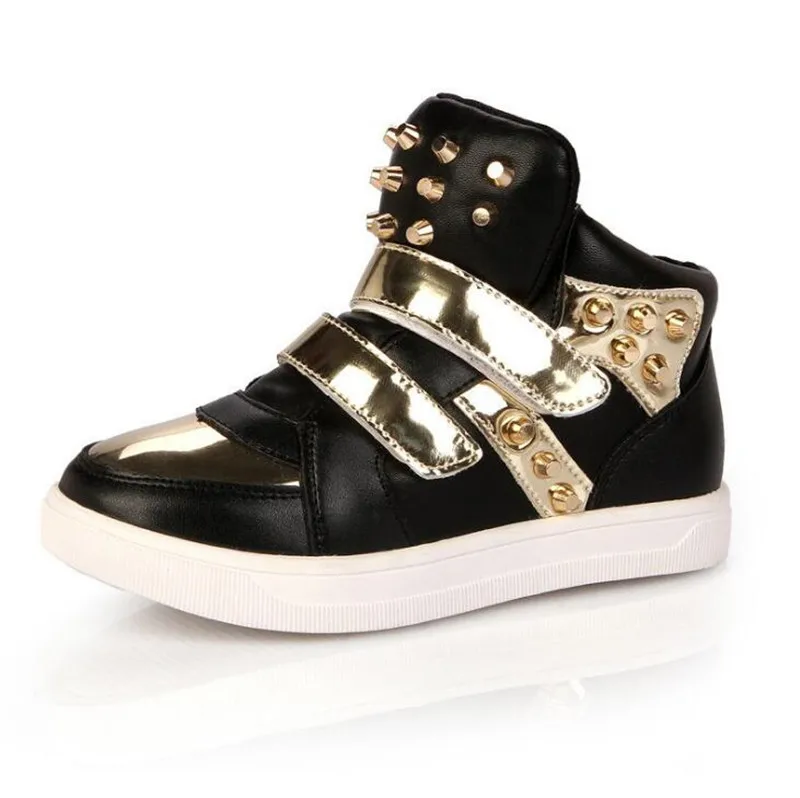 black Weoneit/новые зимние сапоги из Pu искусственной кожи для маленьких мальчиков девочек Спорт на открытом воздухе с заклепками полусапожки Детская Повседневная дышащая обувь Размеры 26-38 - Цвет: black