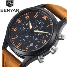 Chronograph Watches Men s Top Brand Luxury Leather Sport Watch Men Waterproof Quartz Military Men Wrist