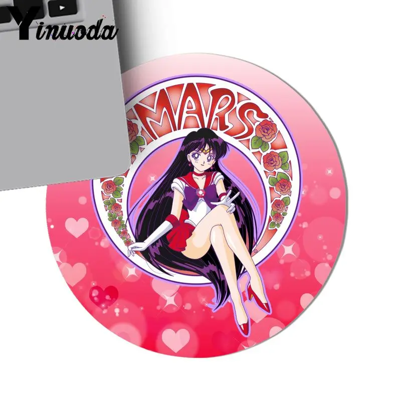 Yinuoda Beautiful Anime Sailor Moon anime girl Soft Rubber Professional Gaming Mouse Pad Computer Comfort small round Mouse Mat