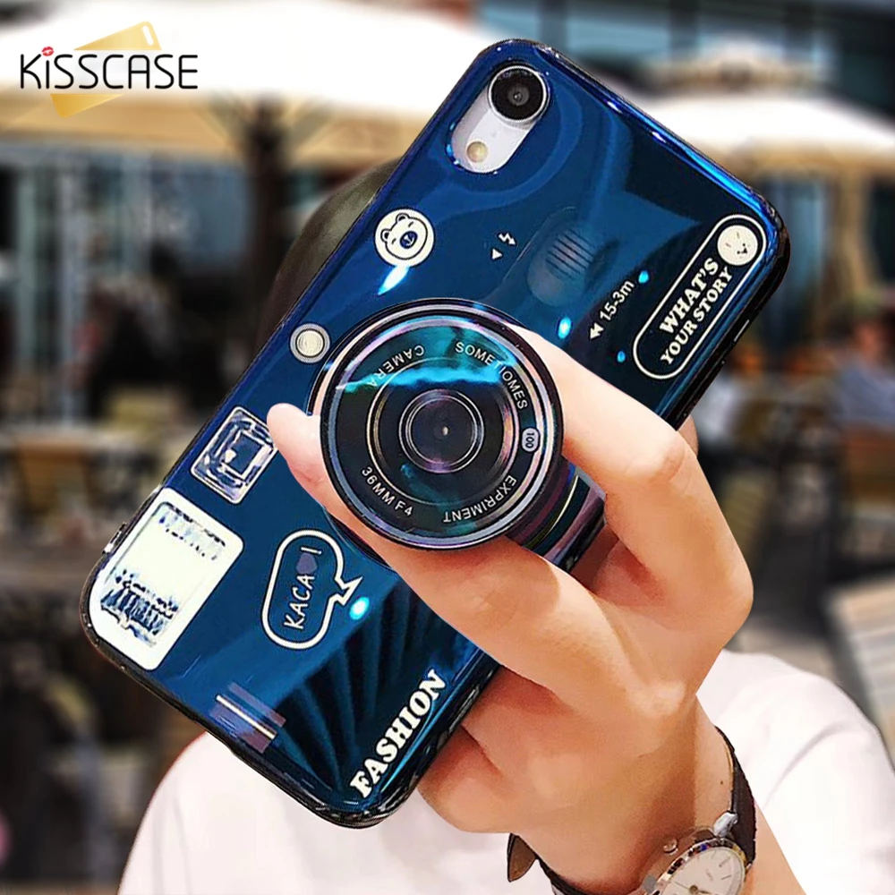 KISSCASE Мягкий ТПУ Камера чехол для телефона iPhone 8 7 6 S Plus XS Max XR X с Зажим Полировка Fundas