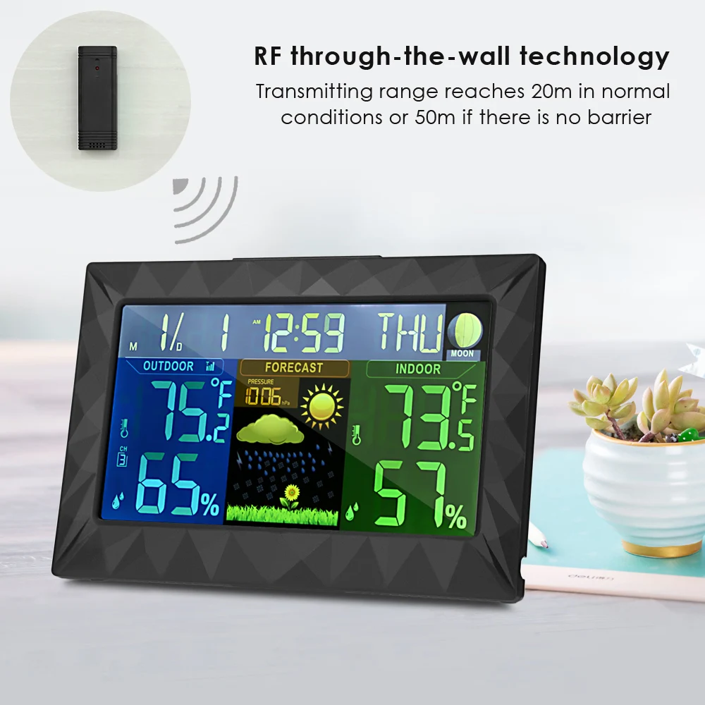 TS Y01 Digital Color Forecast Weather Station Monitor EU / UK Plug ...