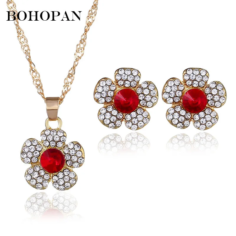 

2018 Hot Sale Gold Chain Fashion Jewelry Sets Crystal Zircon Statement Necklace & Earrings Wedding Jewelry for Women Gifts