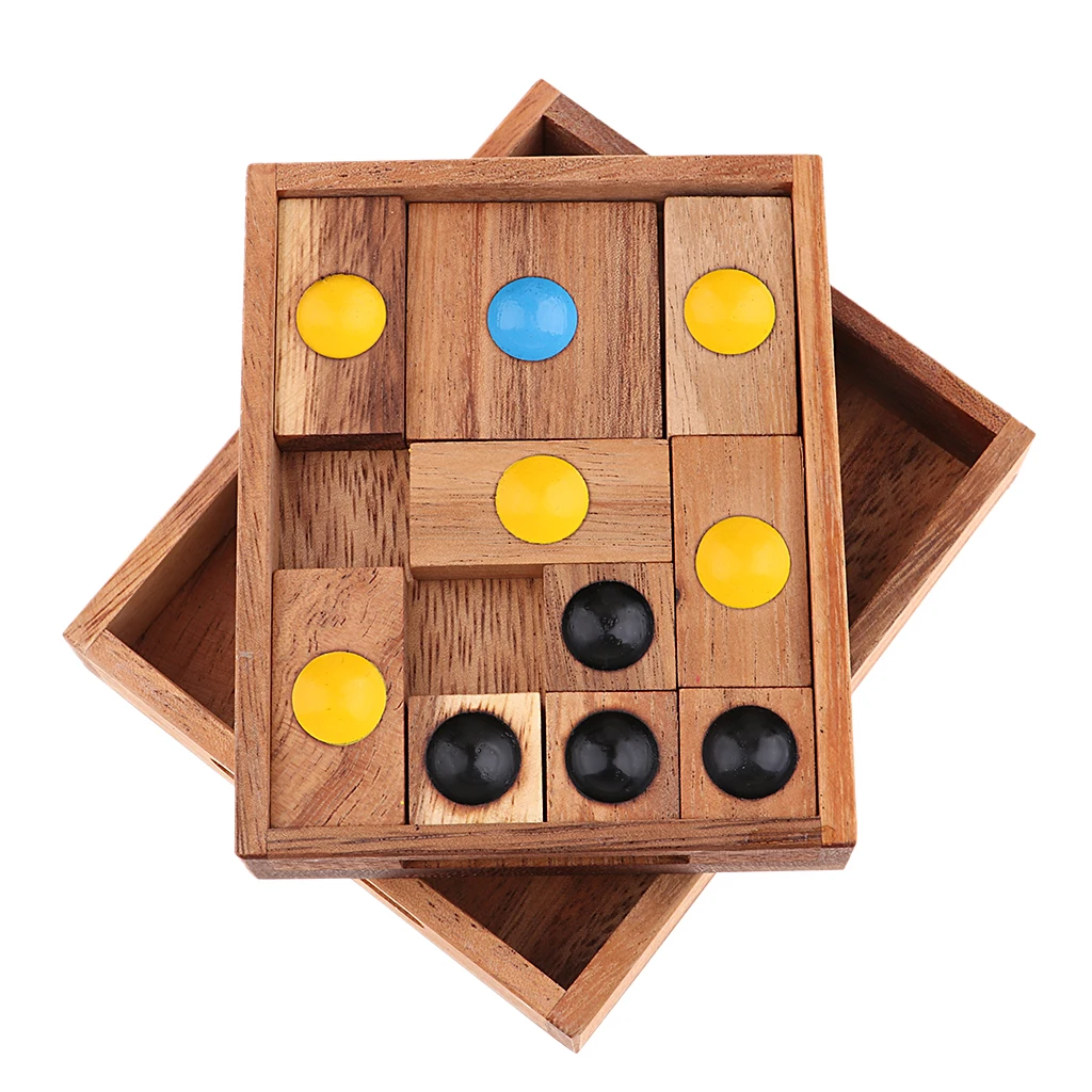Kids Preschool 3D Brain Teaser Wooden Board Games Sliding Klotski