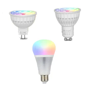 

AC85-265V 110V 220V 12V E27 GU10 MR16 4W 9W Dimmable RGB+CCT RGB+White+Warm white RGBWW Smart Mi Light LED Bulb lamp lights