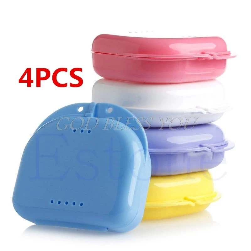 

4PCS Hot Dental Orthodontic Retainer Denture Storage Case Box Mouthguard Container
