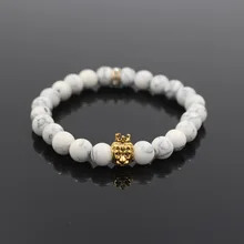 Белой сосны бусины браслет 8 мм бусы an Crown большой Фрикаделька эластичный растяжимый браслет ручной украсить украшения