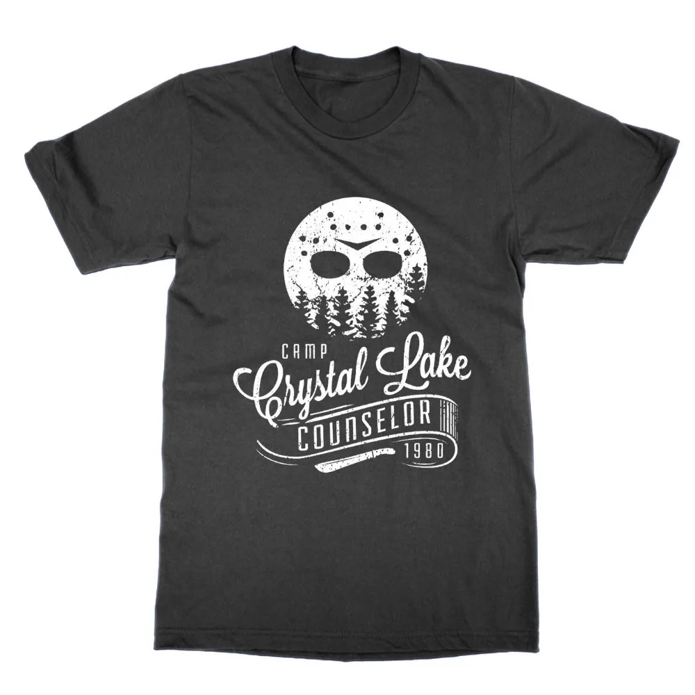 Camp Crystal Lake Counselor T-Shirt Present Horror Fan Gift Slasher 2018 Summer Casual O-Neck Solid Color Loose Basic T Shirt | Мужская