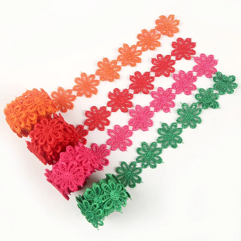 

Latest Lace Fabric Applique Red Green Lace Trim Ribbon Guipure Laces Collar Sewing Trimmings For Clothing encaje dentelle YU14