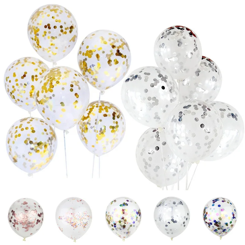 5pcs Lot 12inch Silver Rose Gold Pink Blue Black Purple Balloons