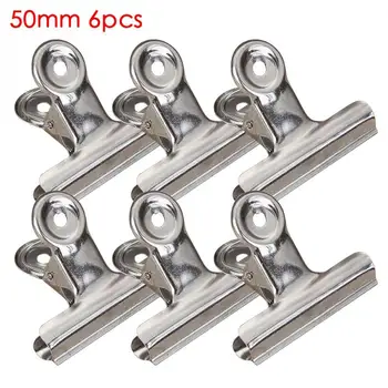 

6Pcs Stainless Steel Chip Bag Clips For Air Tight Seal Grip Food Sealing Clamp Clip Powder Food Package Bag Clip
