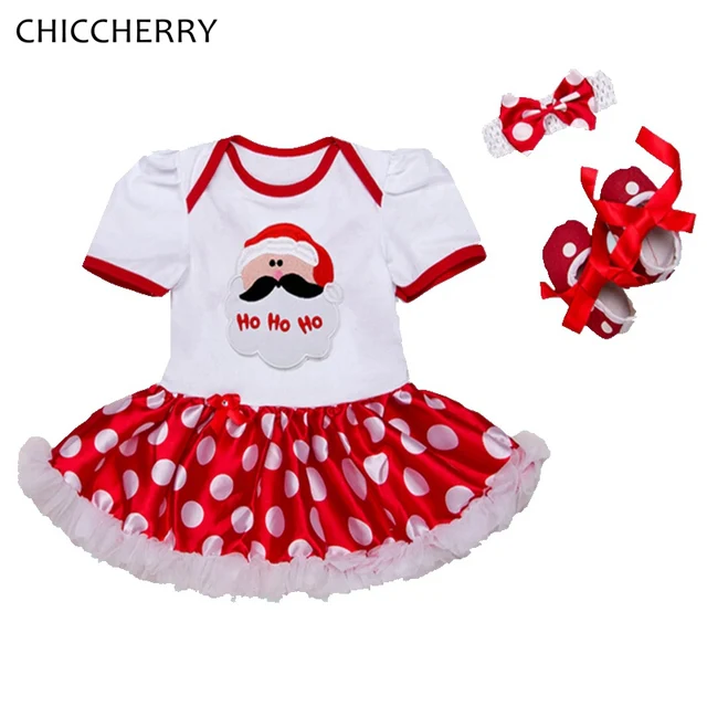 santa claus baby girl christmas dresses headband crib shoe newborn christmas tutu sets