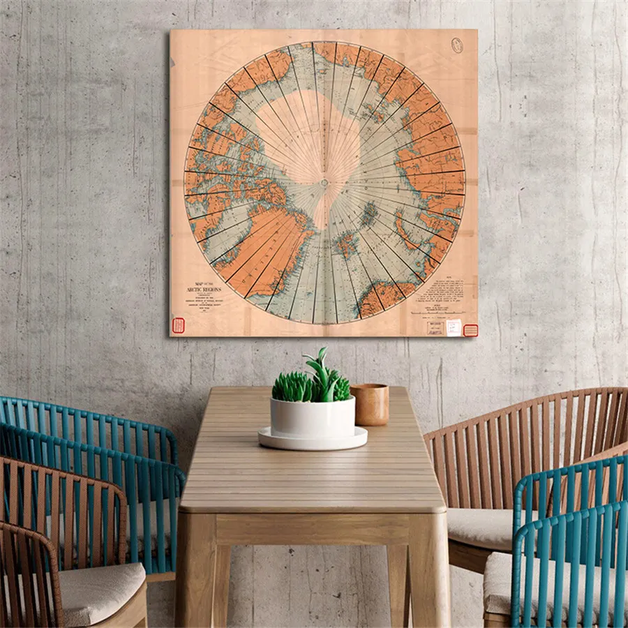 Map of the Arctic Regions Canvas Print Wall Sticker Contemporary Modern Traditional Industrial or Rustic Minimalist Poster | Дом и сад