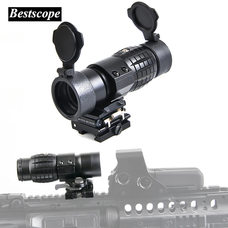 

Tactical 3X Magnifier 30mm Scopes Optics Focus Adjusted Fits Red Dot Sight with Picatinny Weaver Rail Mount With Covers