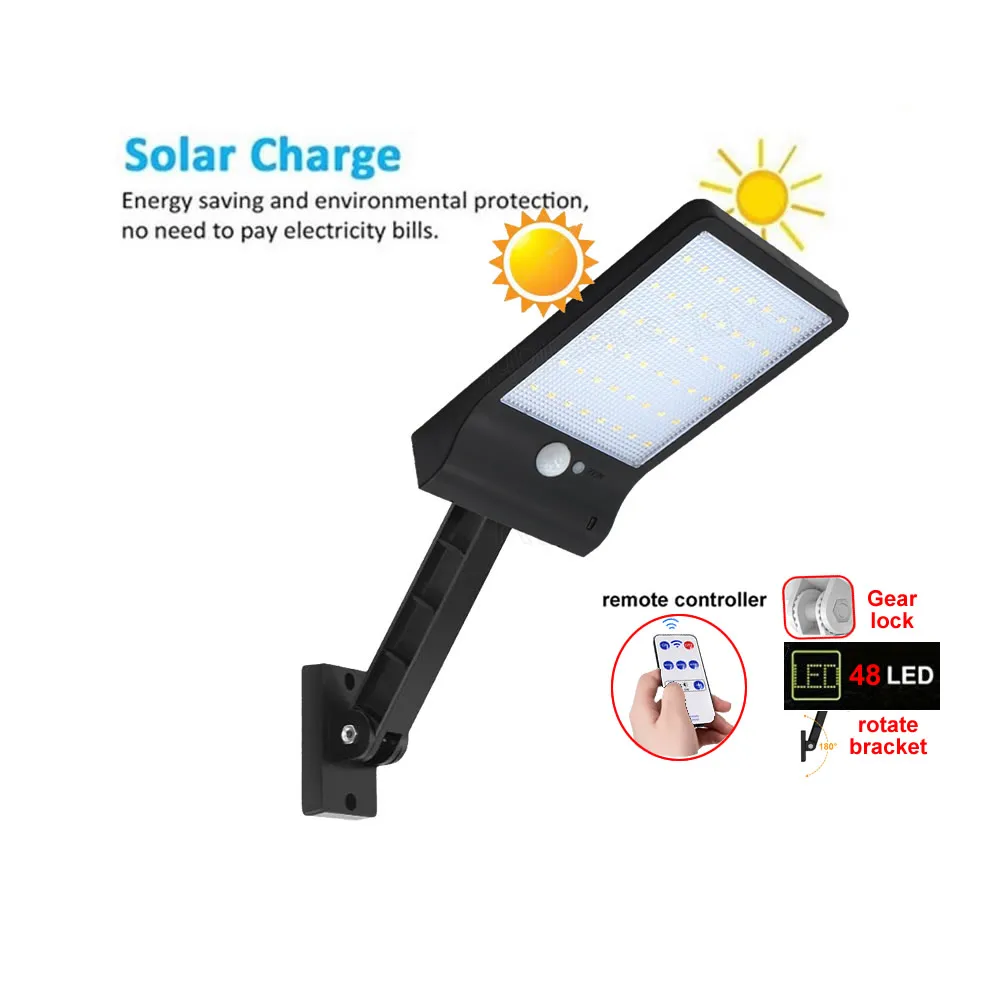 

Outdoor Solar Lights 48 Leds LED Waterproof Solar Motion Sensor Lamp Outdoor LED Garden Light 3 Modes Home Yard Wall Sensor Ligh