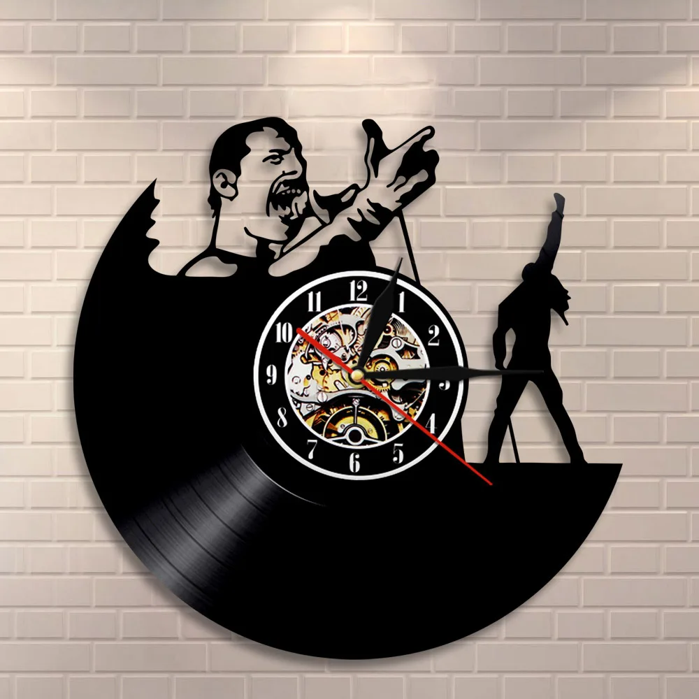 

Rock Singer Freddie Mercury Figures Band Queen Vinyl Record Diameter 12inch Wall Clock Freddie Mercury Fans Gift Collection Gift