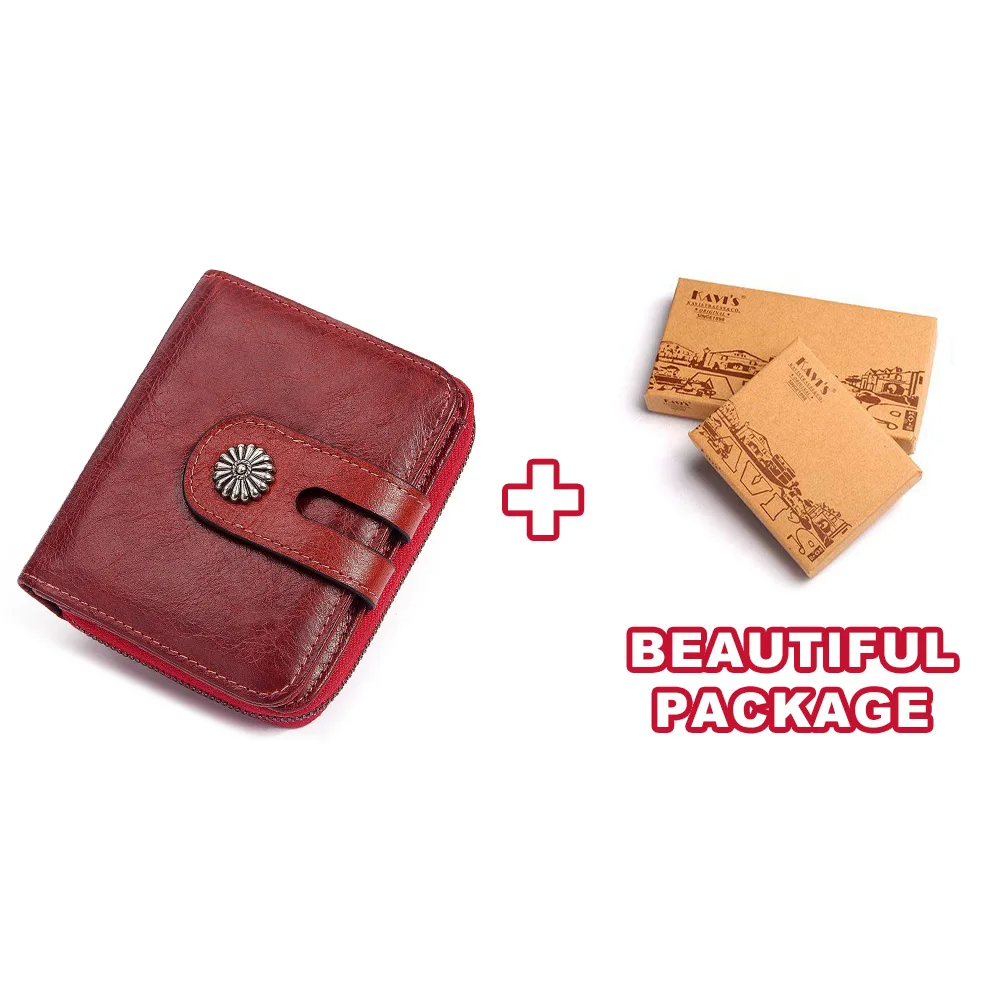 KAVIS, натуральная кожа, держатель для карт, женский кошелек, красный цвет, кошелек для монет, маленький, многофункциональный, Portomonee, сумка для денег, Дамская, мини - Цвет: Red M box