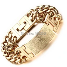 Новинка список Одежда высшего качества человека испанского Библии Нержавеющая сталь два ряда цепи крест ID браслет 18 мм 8.26''