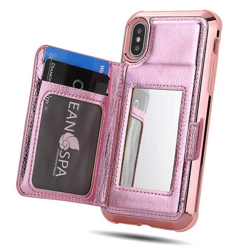 

Case for iPhone X XS Max XR 6s 7 8 Plus,WEFOR Premium PU Leather Wallet Case with Cosmetic Mirror, Card Slots for iPhone XS Max
