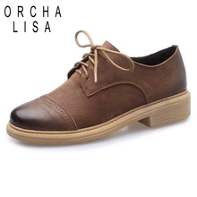 ORCHA LISA/женские оксфорды; обувь из коровьей кожи; походная обувь с перфорацией типа «броги»; Рабочая обувь на шнуровке в стиле ретро; цвет черный, коричневый; Лидер продаж; C1144