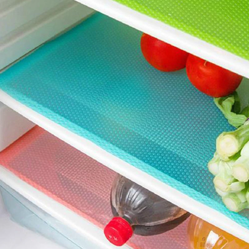 

4Pc Refrigerator Pad Antibacterial Antifouling Mildew Moisture Pad Nonslip Waterproof Tailorable Refrigerator Mat Kitchen Tool