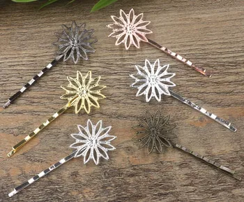 

25mm Blank Bobby Pins Hairpin Base Vintage Filigree Circle Flower Hair Clip Findings Hair Accessories for Women Hair Headwear