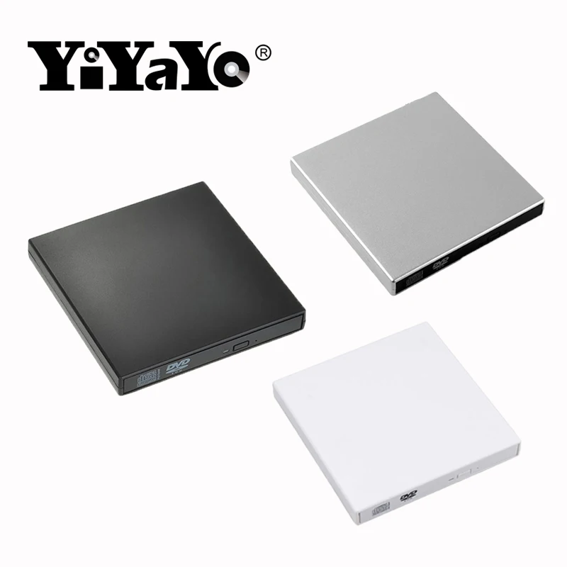 YiYaYo External DVD ROM Optical Drive USB 2.0 CD/DVD-ROM CD-RW Player Burner Slim Portable Reader Recorder Portatil for Laptop