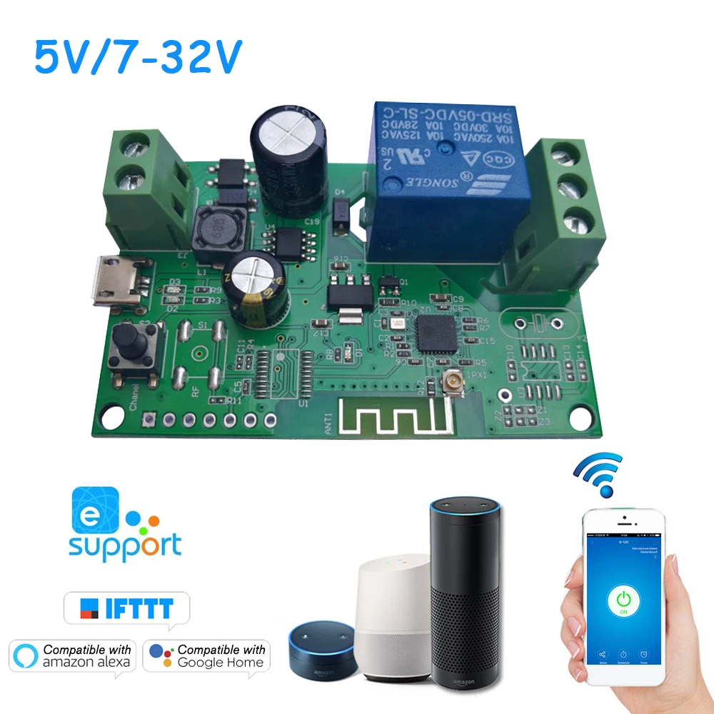 DC5V 12V 24V 32V Smart Home Automation Module Timer Switch For Amazon Alexa Google Home Wifi