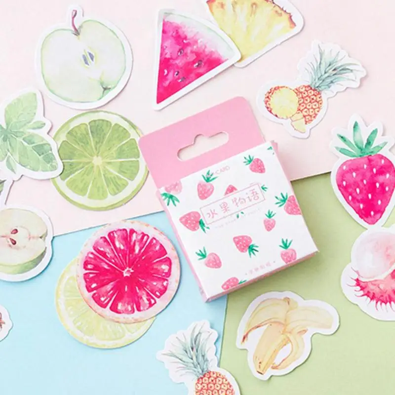 

VODOOL 45pcs/set Fruit Stickers Printed Paper DIY Diary Scrapbooking Stickers Gifts Decorative Sticky Escolar School Stationery