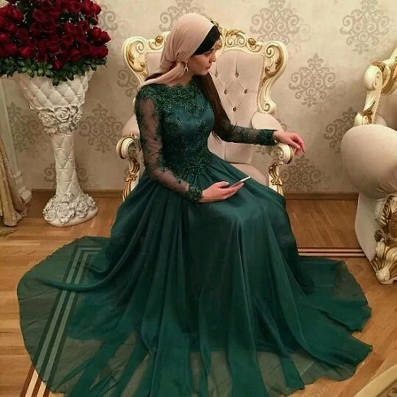 Мода элегантный зеленый мать Невесты платья 2016 аппликации кружева длинным рукавом женщины театрализованное платье для формальных