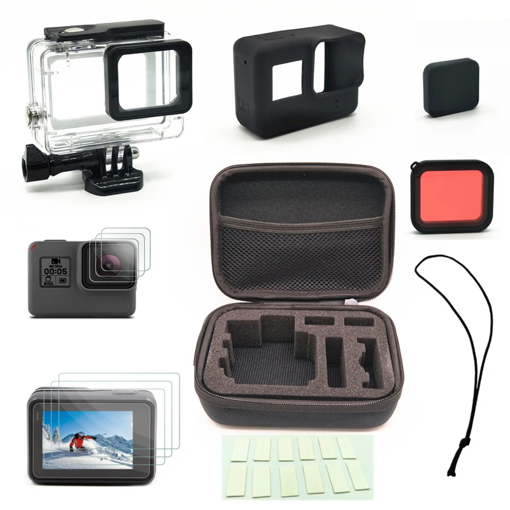 hot For Gopro Hero5 Accessories Silicone Case / Lens Cover Waterproof Shell Filter Set Parts | Электроника