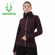 Vansydical зимняя спортивная куртка для бега женская теплая с высоким воротником на молнии ветрозащитная спортивная верхняя одежда для тренировок
