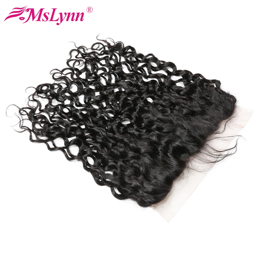 altMslynn Hair Water Wave 3 Bundles With Frontal Peruvian Human Hair Bundles With Closure ear to ear Lace Frontal Closure Non Remy