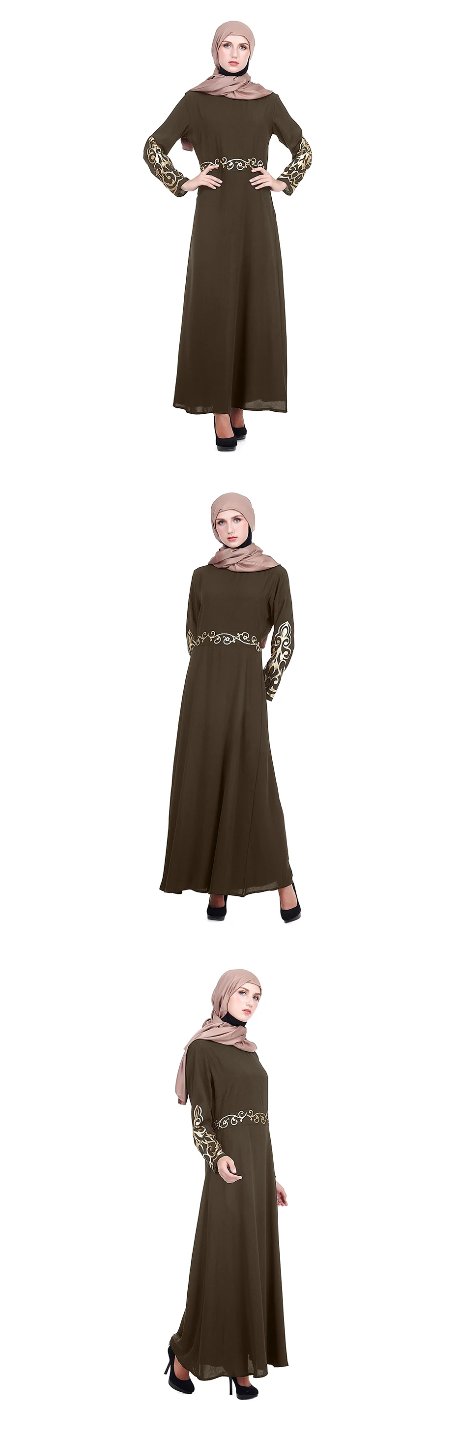 ZK004 Zakiyyah модный мусульманский Двухсекционный позолоченный принт женское длинное платье и черный Халат Ближний Восток Рамадан Исламская